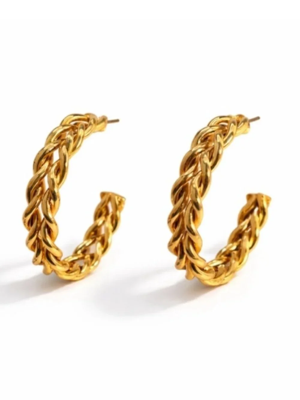 New! Gold Braided Hoop Earrings (1056) NWOT